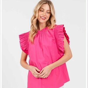 Ces Femme Ruffle Tunic Blouse Cotton Sz S NWOT